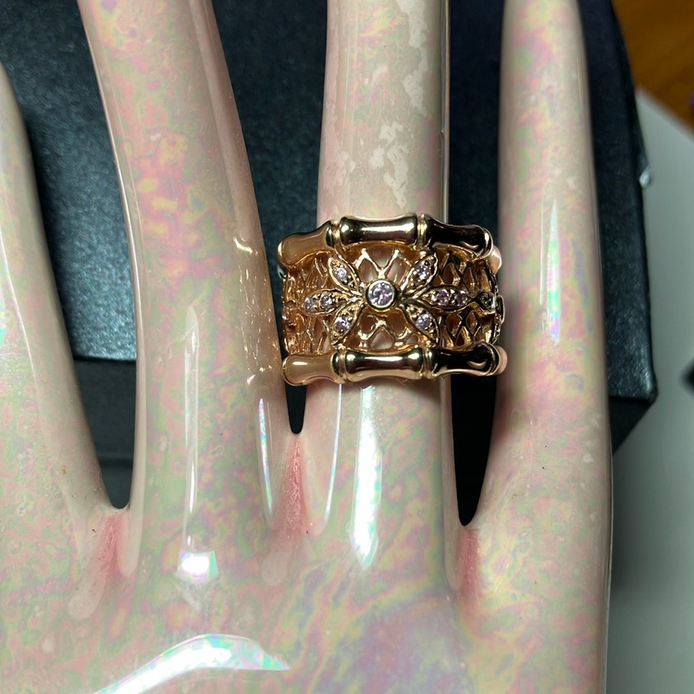 Technibond Orginial Rose Gold CZ Bamboo Ring - Picture 4 of 10